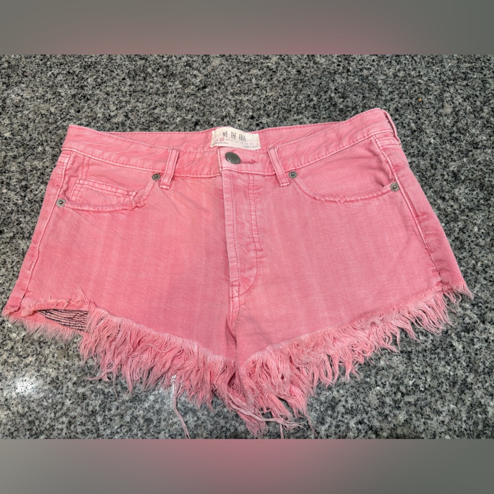 Pink Frayed Women Shorts